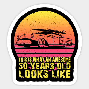 50TH BIRTHDAY VINTAGE CARS OLD Sticker